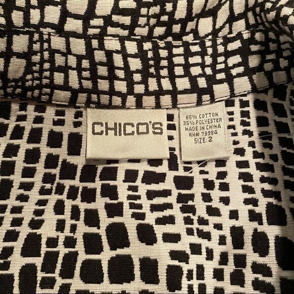 Chico’s Blazer Black/White Sz Large 3/4 Length Sleeve - Picture 3 of 13